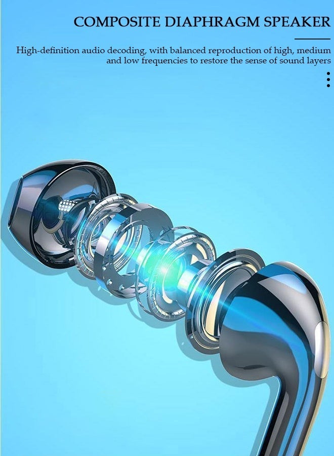 DUNISO سماعات رأس لاسلكية بلوتوث 5.2 مع شريط حول الرقبة مع سماعات أذن قابلة للسحب وإلغاء الضوضاء سماعات ستيريو مقاومة للعرق مع ميكروفون للمكتب والجري في صالة الألعاب الرياضية - Image 4